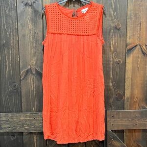 Tommy Bahama Eyelet Mini Dress M Coral Pink‎ Fringe Boho Sleevless Resortwear